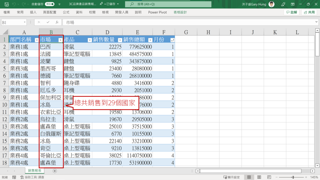 【Excel樞紐分析】欄標籤與列標籤